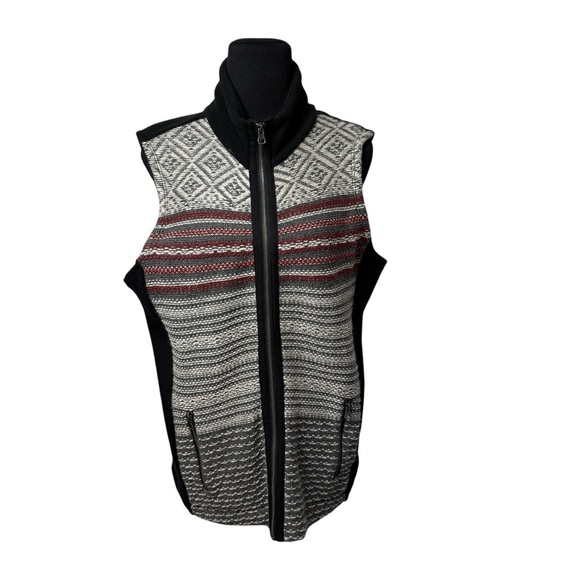 Southwestern Boho Vest Wool Blend Womens SZ L Full Zip Ruff Hewn Nordic Sweater - Picture 7 of 8